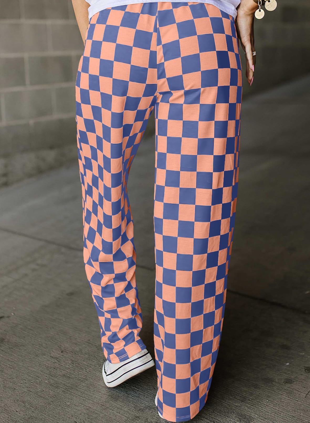 Foto 2 | Pantalones Acelit A Cuadros Casuales Para Mujer 2025, Primavera Y Verano, Naranja - Venta Internacional.