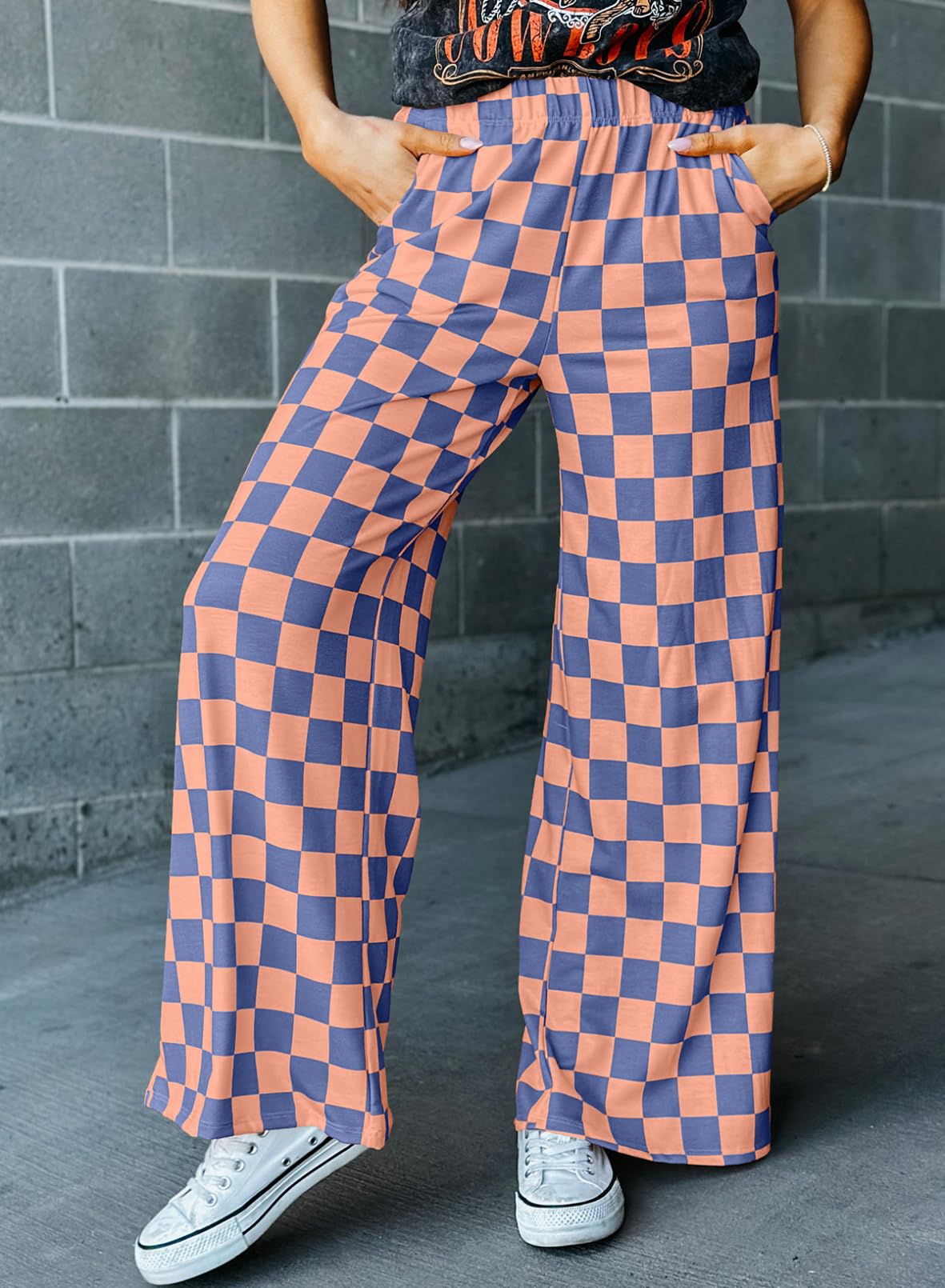 Foto 4 | Pantalones Acelit A Cuadros Casuales Para Mujer 2025, Primavera Y Verano, Naranja - Venta Internacional.