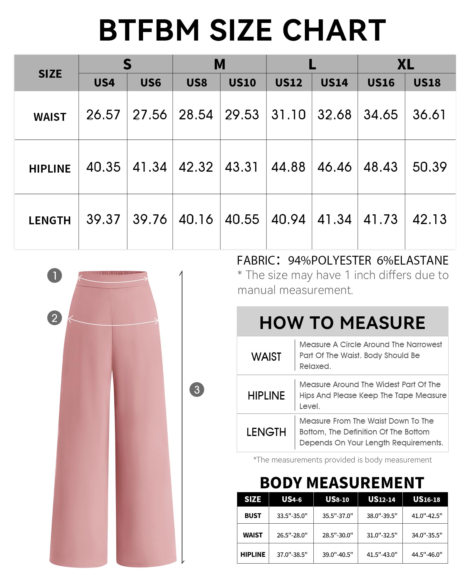 Foto 7 pulgar | Pantalones Anchos Btfbm Para Mujer, Elásticos, Cintura Alta, Color Rosa Palazzo - Venta Internacional.