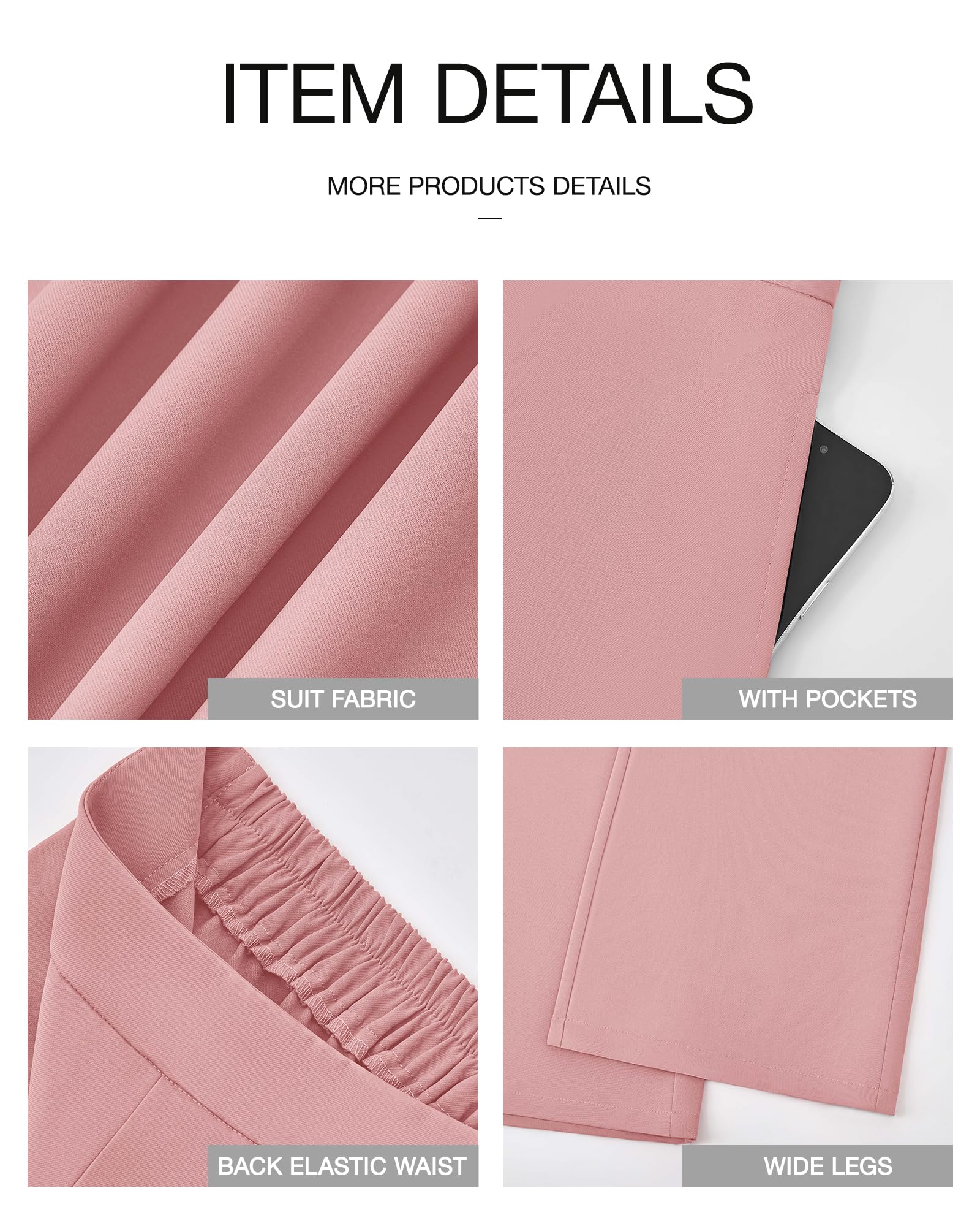 Foto 8 pulgar | Pantalones Anchos Btfbm Para Mujer, Elásticos, Cintura Alta, Color Rosa Palazzo - Venta Internacional.