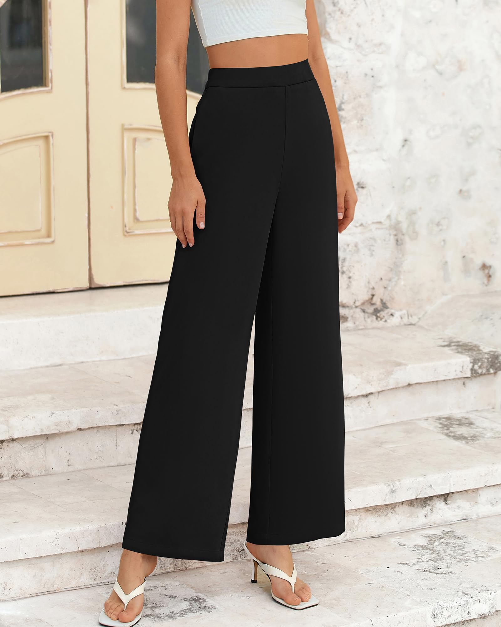 Foto 3 pulgar | Pantalones De Pierna Ancha Btfbm Para Mujer, Cintura Alta Y Elásticos Con Bolsillos - Venta Internacional.