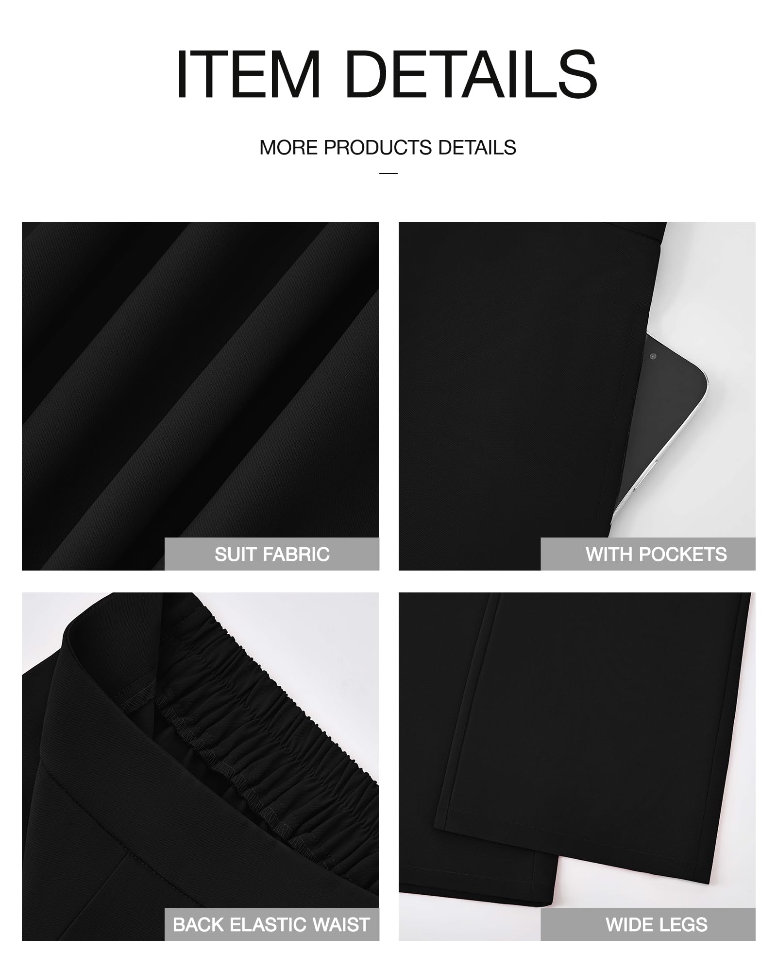 Foto 8 pulgar | Pantalones De Pierna Ancha Btfbm Para Mujer, Cintura Alta Y Elásticos Con Bolsillos - Venta Internacional.
