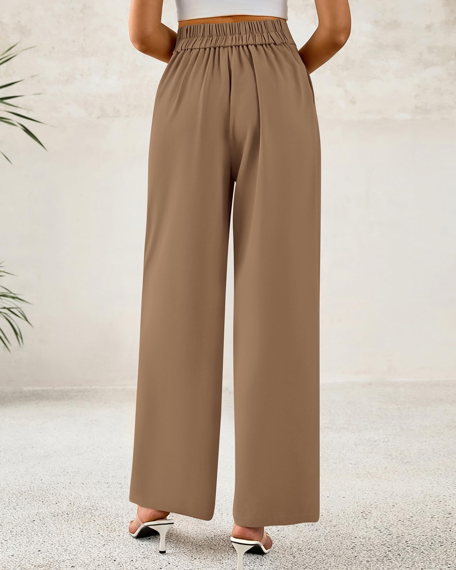 Foto 4 pulgar | Pantalones De Vestir De Pierna Ancha Btfbm 2025 De Cintura Alta Para Mujer, Color Caqui - Venta Internacional.