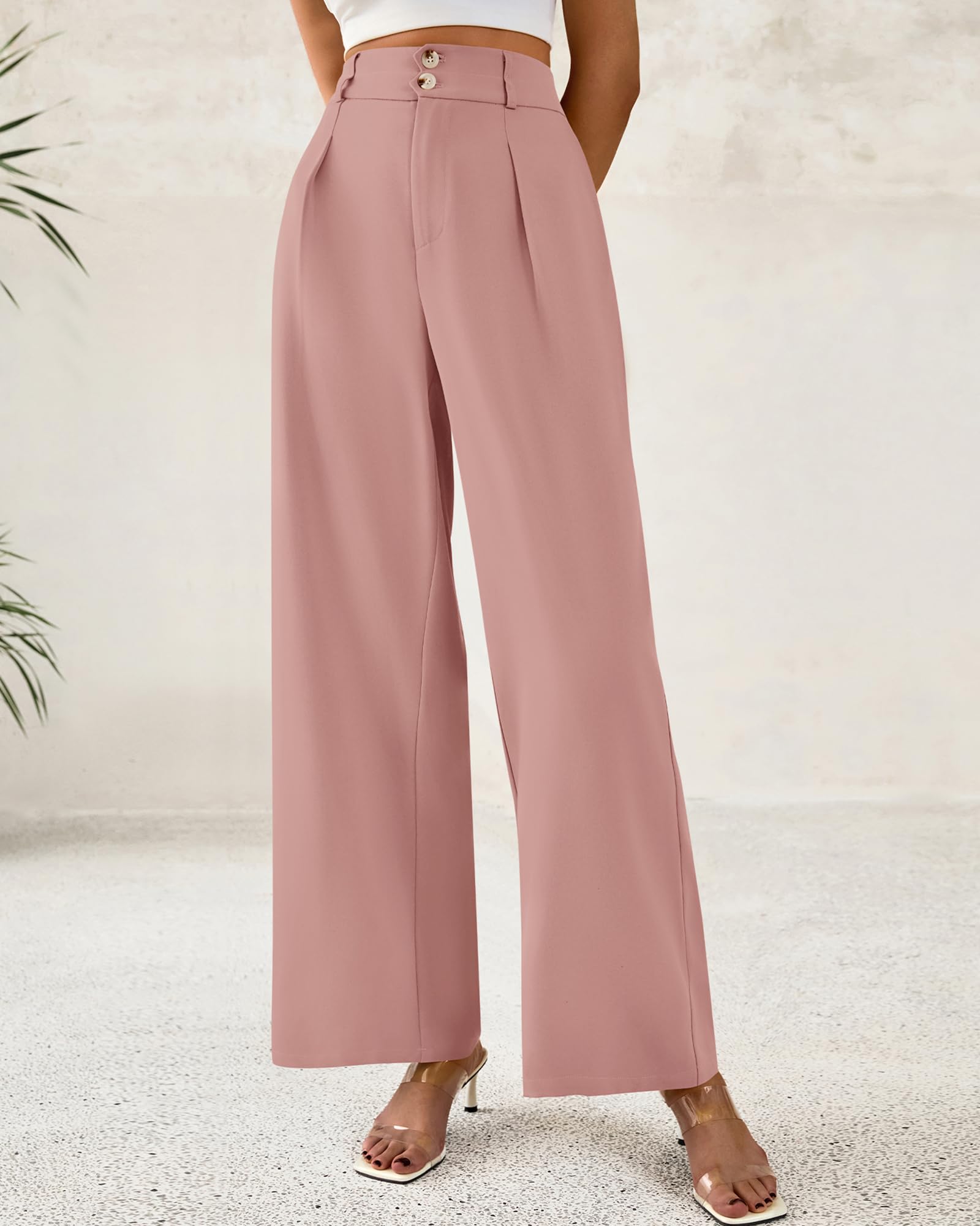 Foto 3 pulgar | Pantalones De Vestir De Pierna Ancha Btfbm 2025 Para Mujer De Cintura Alta, Color Rosa - Venta Internacional.