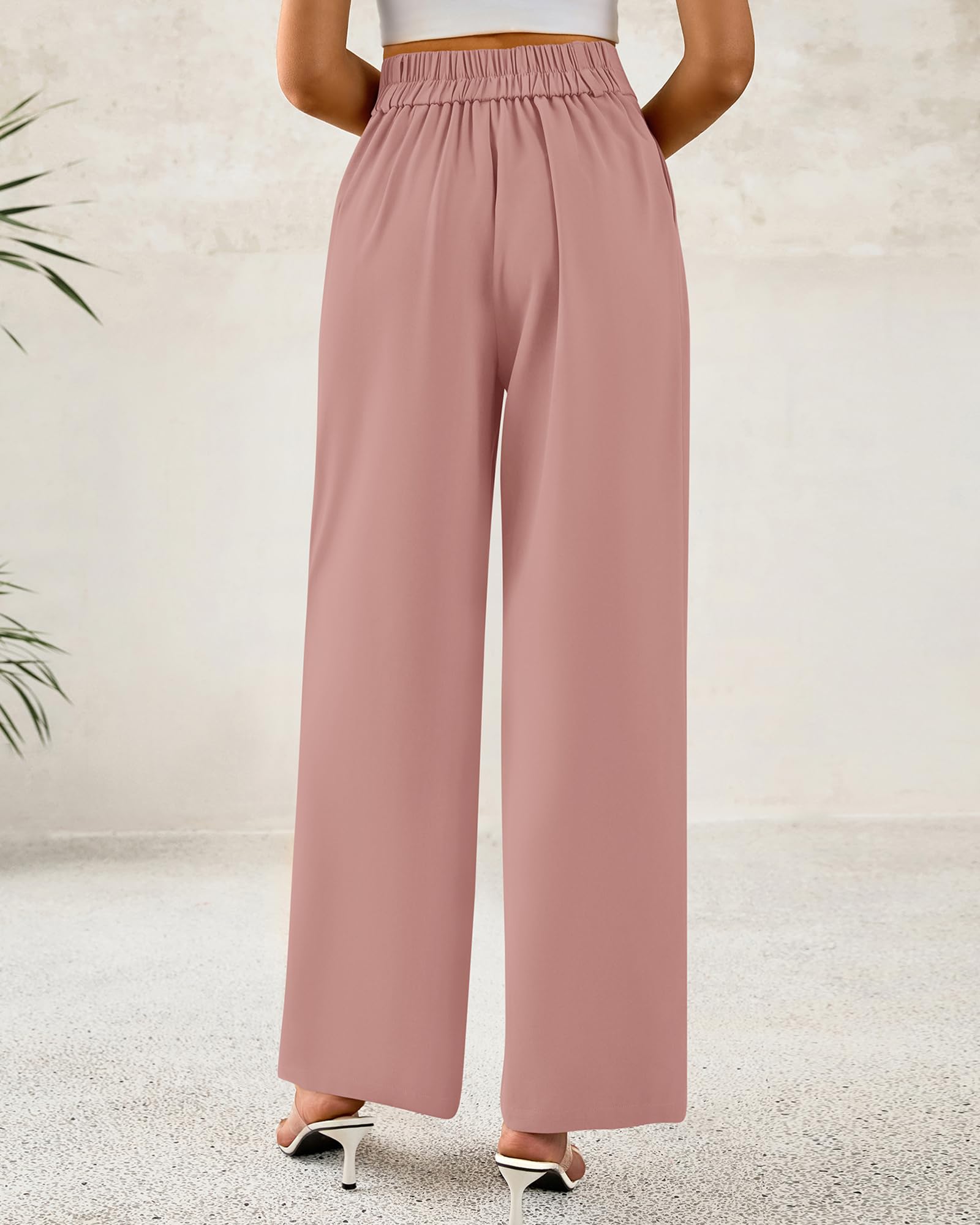 Foto 4 pulgar | Pantalones De Vestir De Pierna Ancha Btfbm 2025 Para Mujer De Cintura Alta, Color Rosa - Venta Internacional.