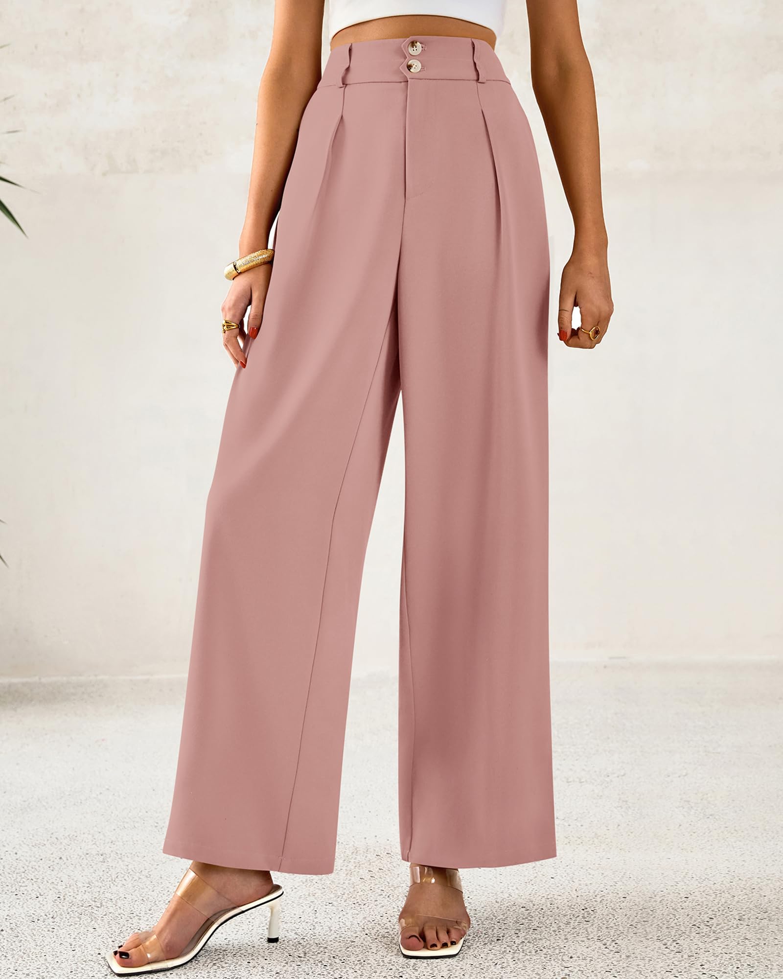 Foto 7 pulgar | Pantalones De Vestir De Pierna Ancha Btfbm 2025 Para Mujer De Cintura Alta, Color Rosa - Venta Internacional.
