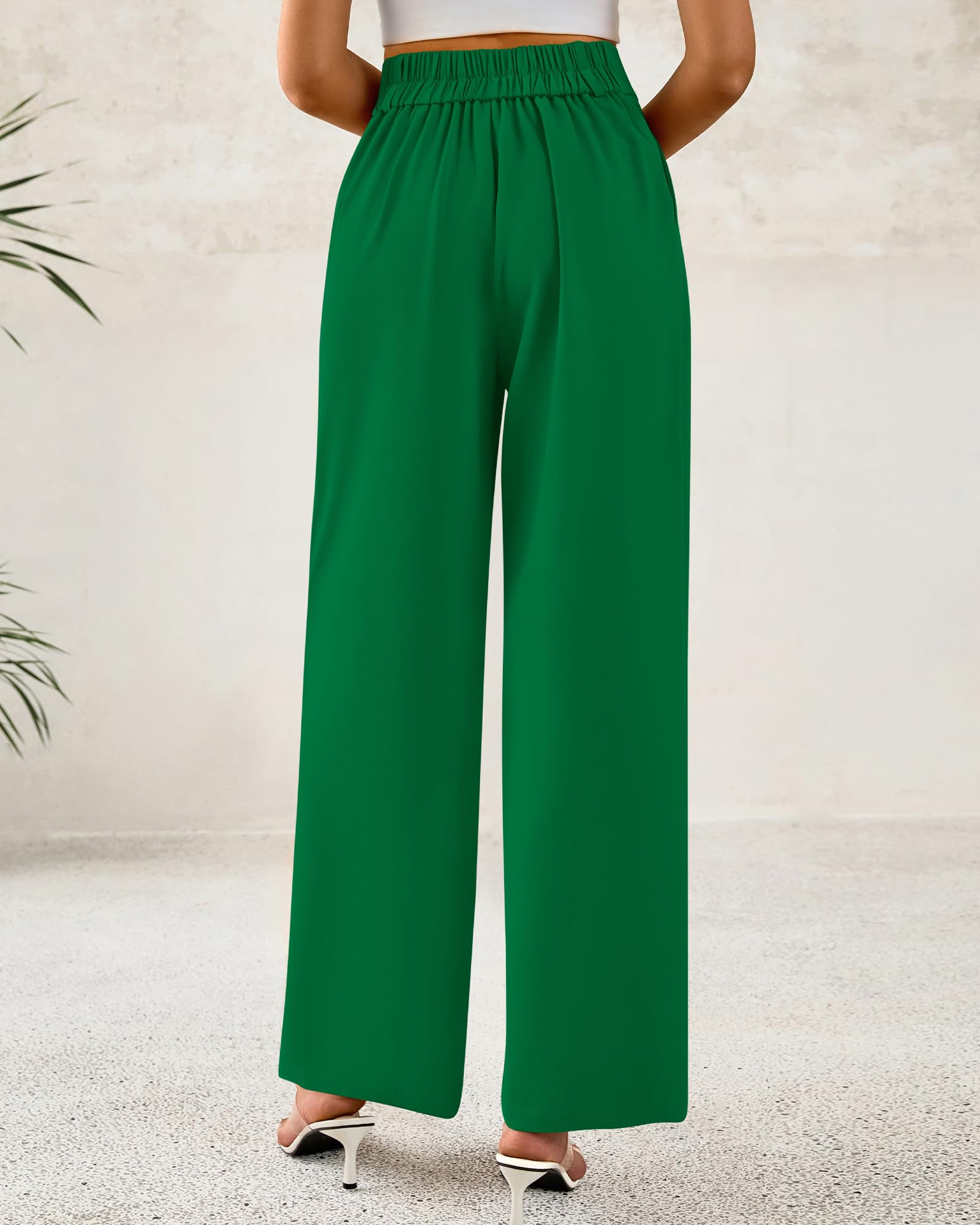 Foto 4 pulgar | Pantalones De Vestir De Pierna Ancha Btfbm 2025 De Cintura Alta Para Mujer, Verde - Venta Internacional.