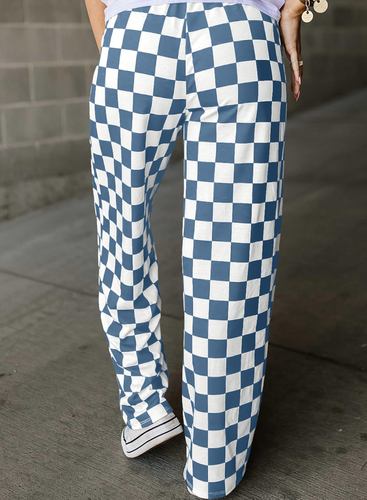 Foto 3 pulgar | Pantalones Acelit A Cuadros Casuales Para Mujer 2025, Primavera Y Verano, Azul - Venta Internacional.
