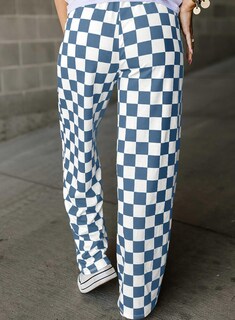 Foto 2 | Pantalones Acelit A Cuadros Casuales Para Mujer 2025, Primavera Y Verano, Azul - Venta Internacional.