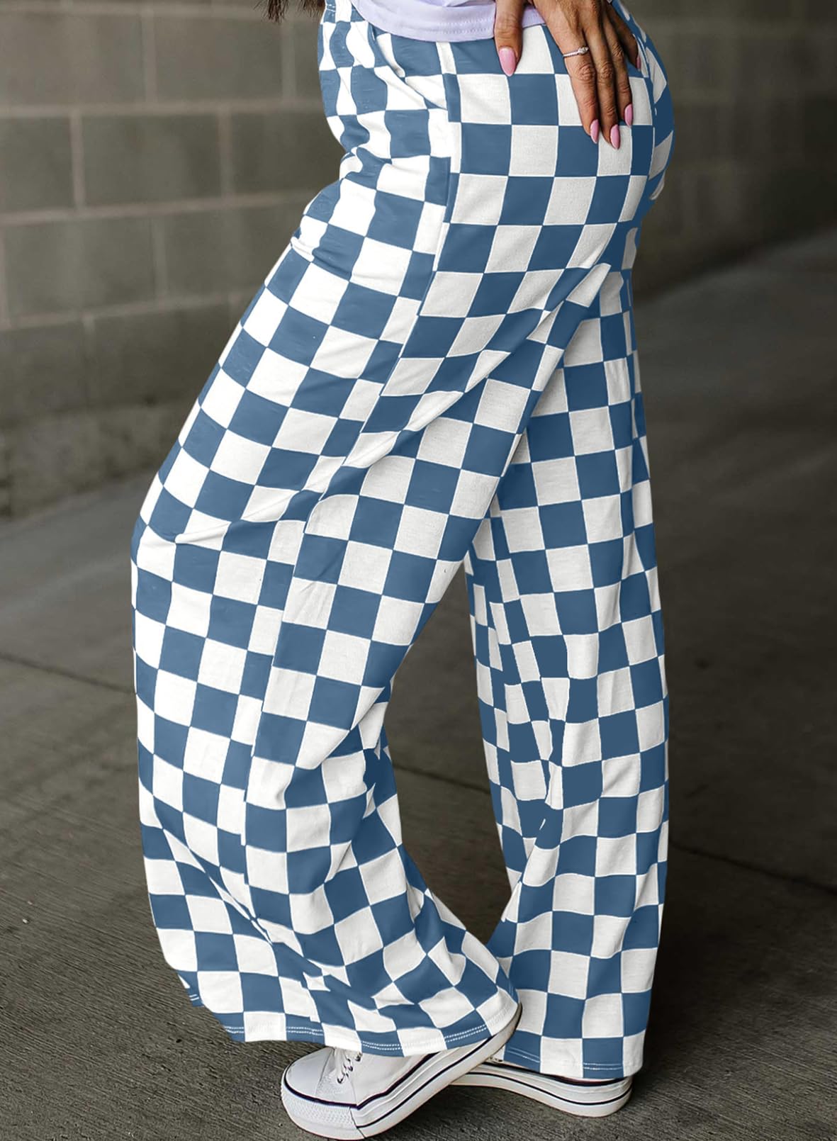 Foto 4 pulgar | Pantalones Acelit A Cuadros Casuales Para Mujer 2025, Primavera Y Verano, Azul - Venta Internacional.
