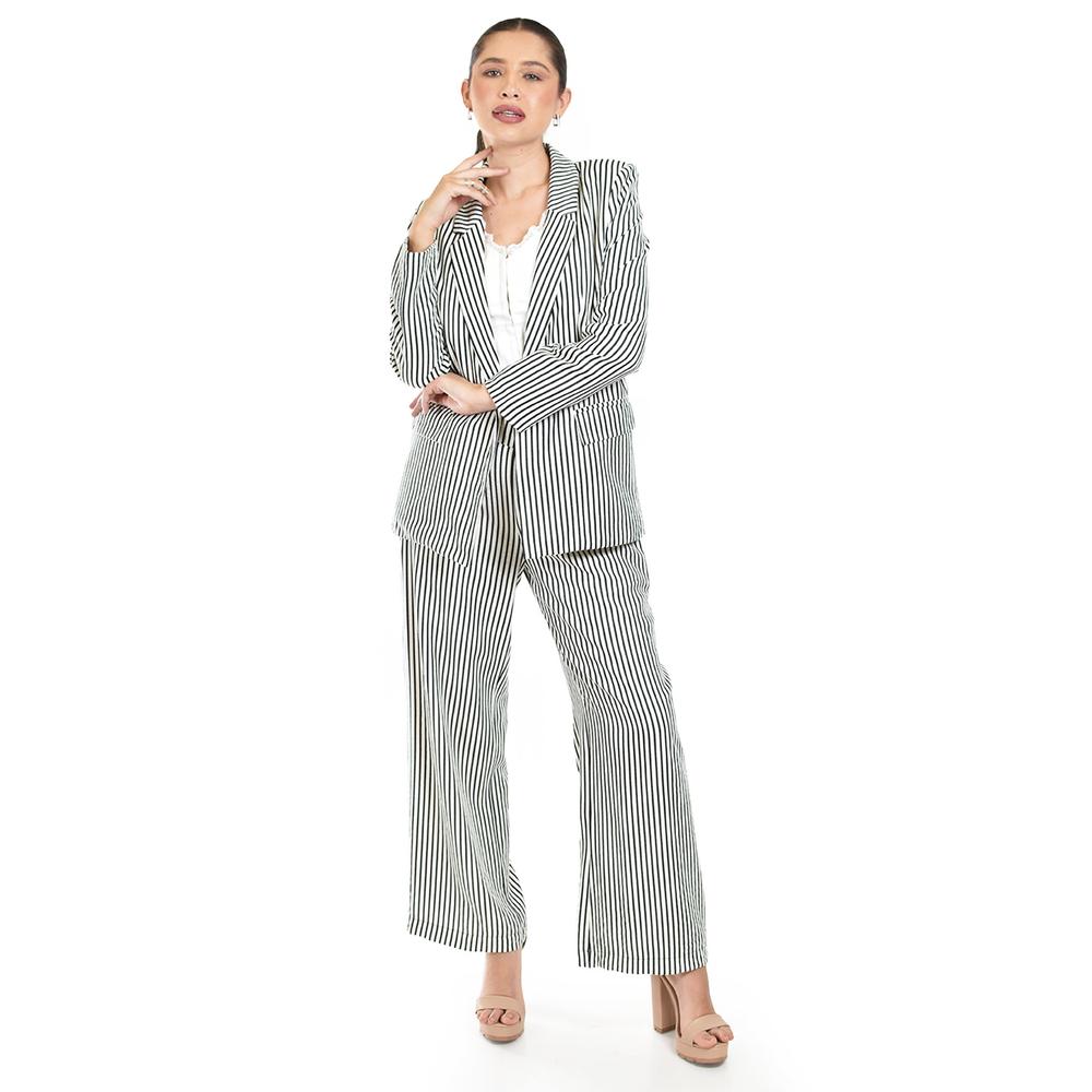 Foto 2 pulgar | Set De Blazer Y Pantalon A Rayas Roman Fashion /jjuvenil, 0190 (negro Lineas) Negro