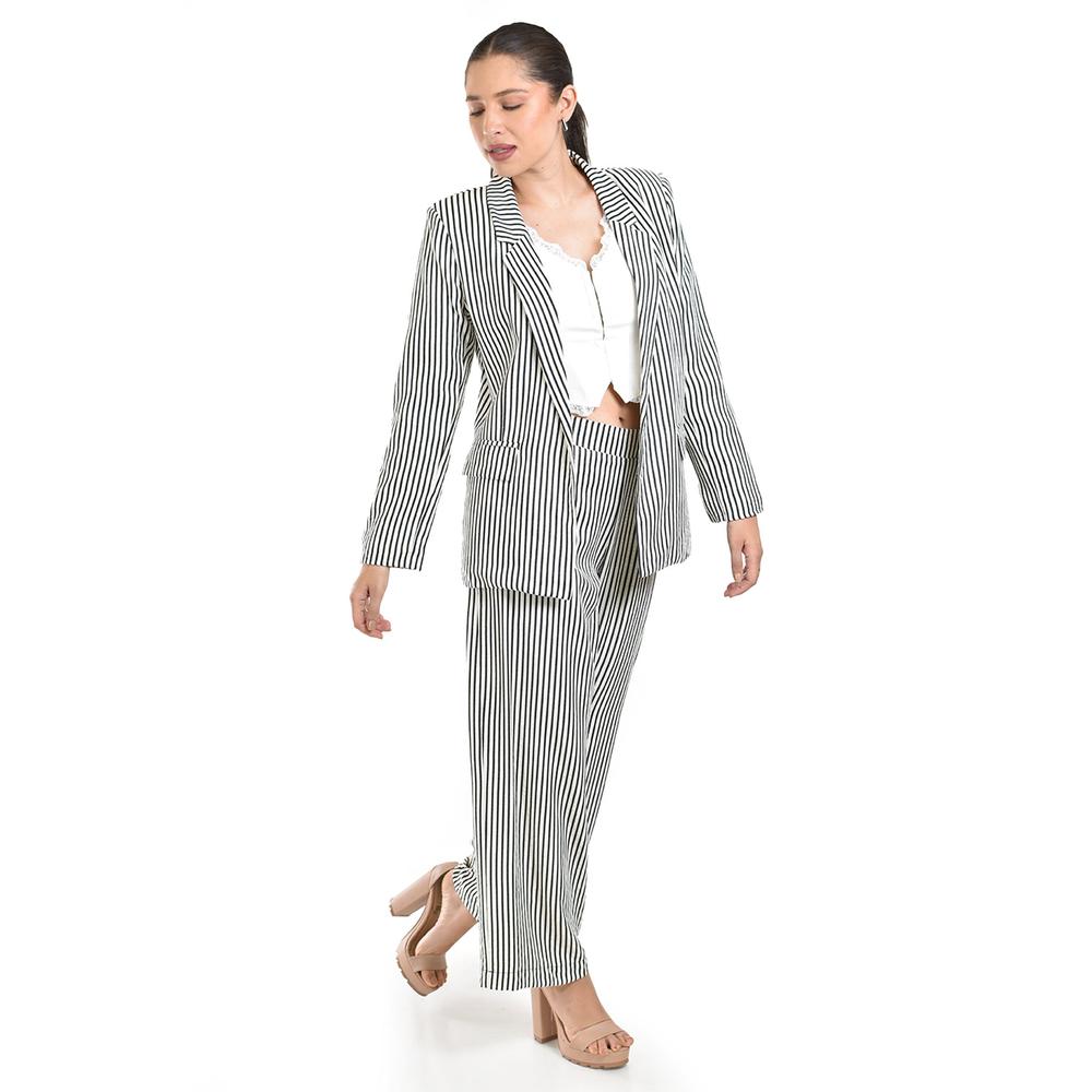 Foto 3 pulgar | Set De Blazer Y Pantalon A Rayas Roman Fashion /jjuvenil, 0190 (negro Lineas) Negro