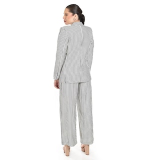 Foto 3 | Set De Blazer Y Pantalon A Rayas Roman Fashion /jjuvenil, 0190 (negro Lineas) Negro