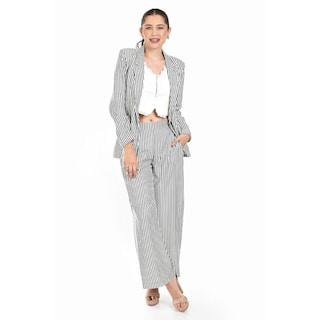 Foto 5 | Set De Blazer Y Pantalon A Rayas Roman Fashion /jjuvenil, 0190 (negro Lineas) Negro