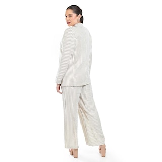 Foto 3 | Set De Blazer Y Pantalon A Rayas Roman Fashion /jjuvenil, 0190 (cafe Lineas) Cafe