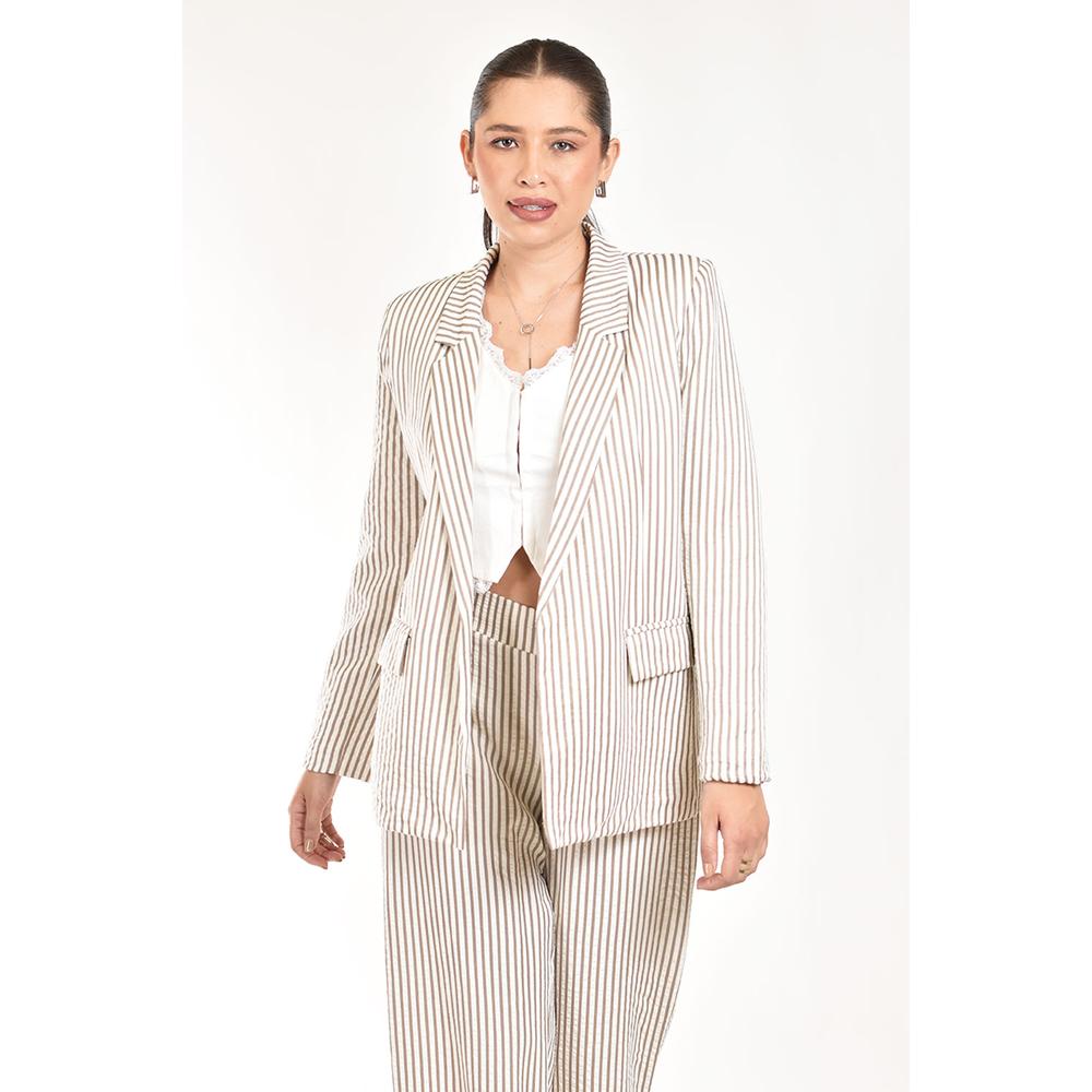 Foto 5 pulgar | Set De Blazer Y Pantalon A Rayas Roman Fashion /jjuvenil, 0190 (cafe Lineas) Cafe