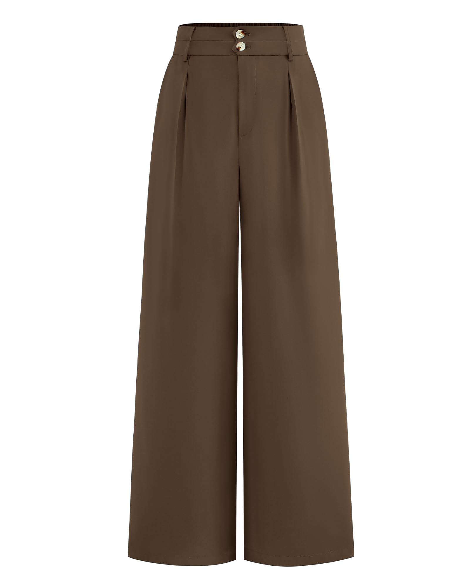 Foto 2 pulgar | Pantalones De Vestir De Pierna Ancha Btfbm 2025 De Cintura Alta Para Mujer, Color Café - Venta Internacional.