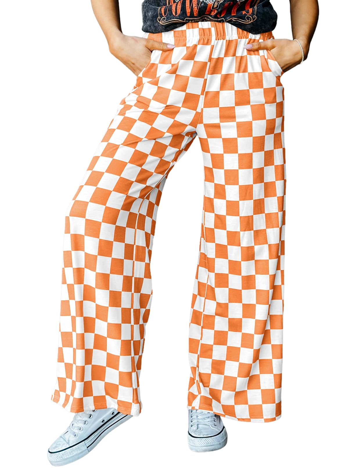 Pantalones Acelit A Cuadros Casuales Para Mujer, Primavera Verano, Naranja - Venta Internacional.