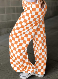 Foto 3 | Pantalones Acelit A Cuadros Casuales Para Mujer, Primavera Verano, Naranja - Venta Internacional.