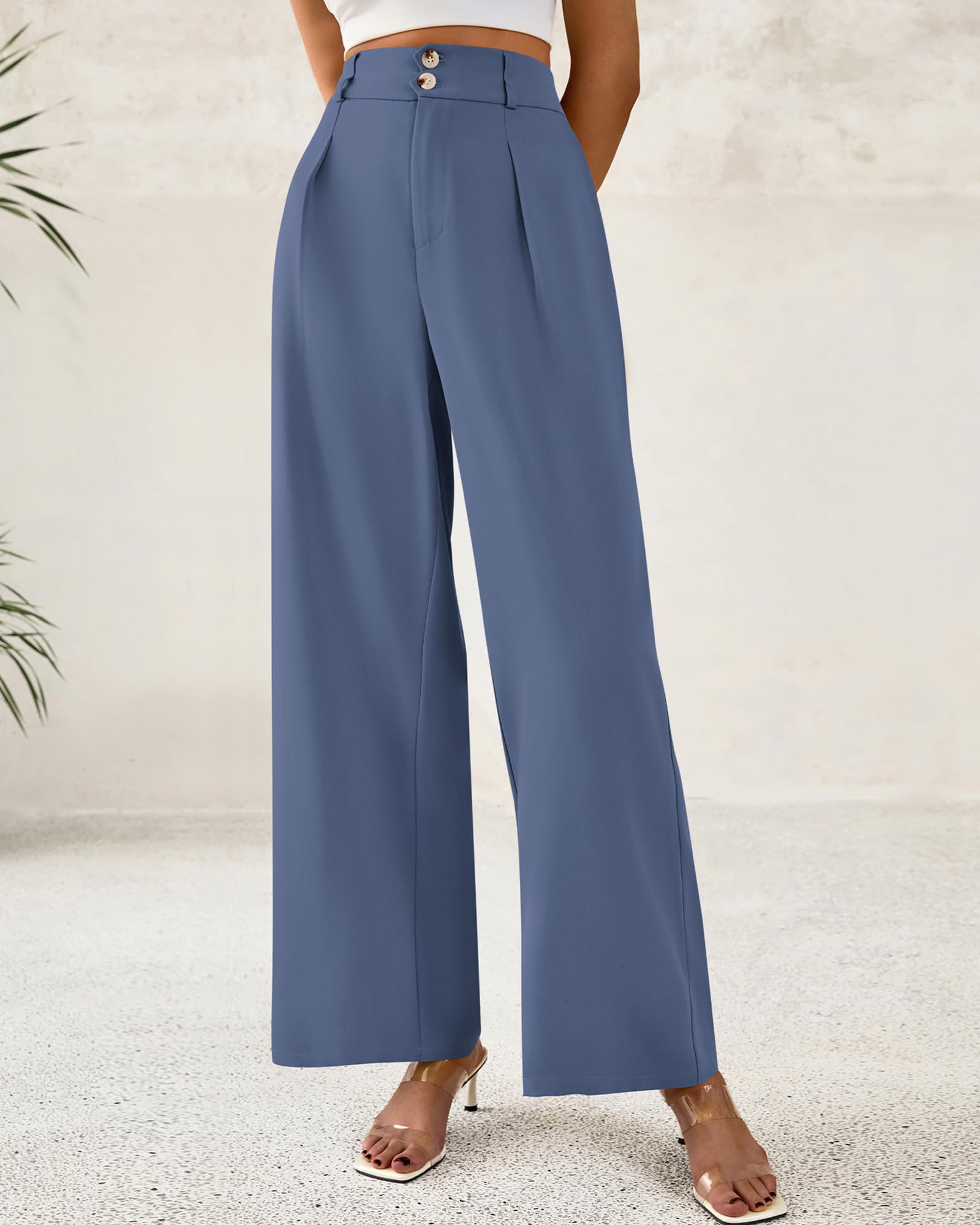 Foto 3 pulgar | Pantalones De Vestir De Pierna Ancha Btfbm 2025 De Cintura Alta Para Mujer, Gris Y Azul - Venta Internacional.