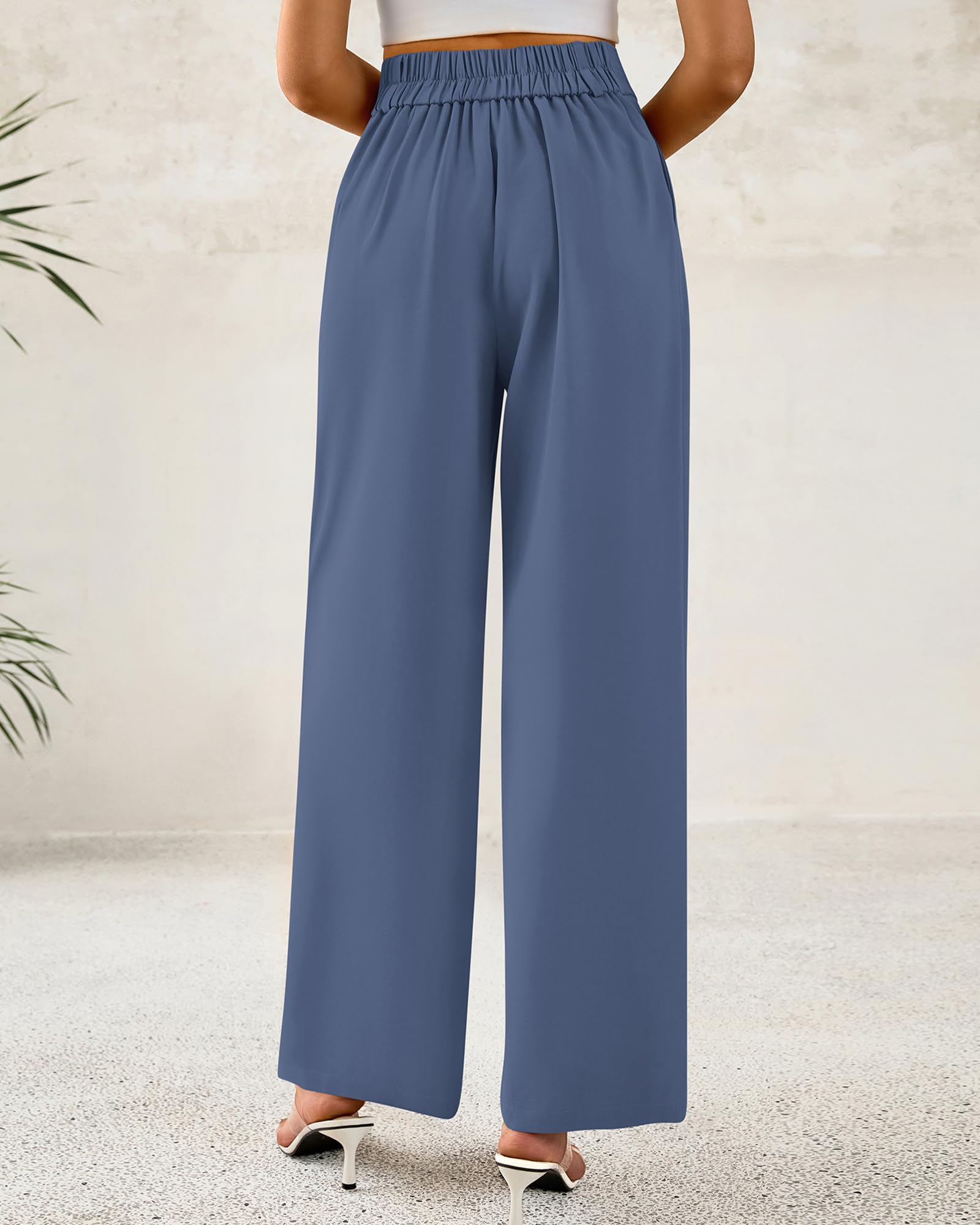Foto 4 pulgar | Pantalones De Vestir De Pierna Ancha Btfbm 2025 De Cintura Alta Para Mujer, Gris Y Azul - Venta Internacional.