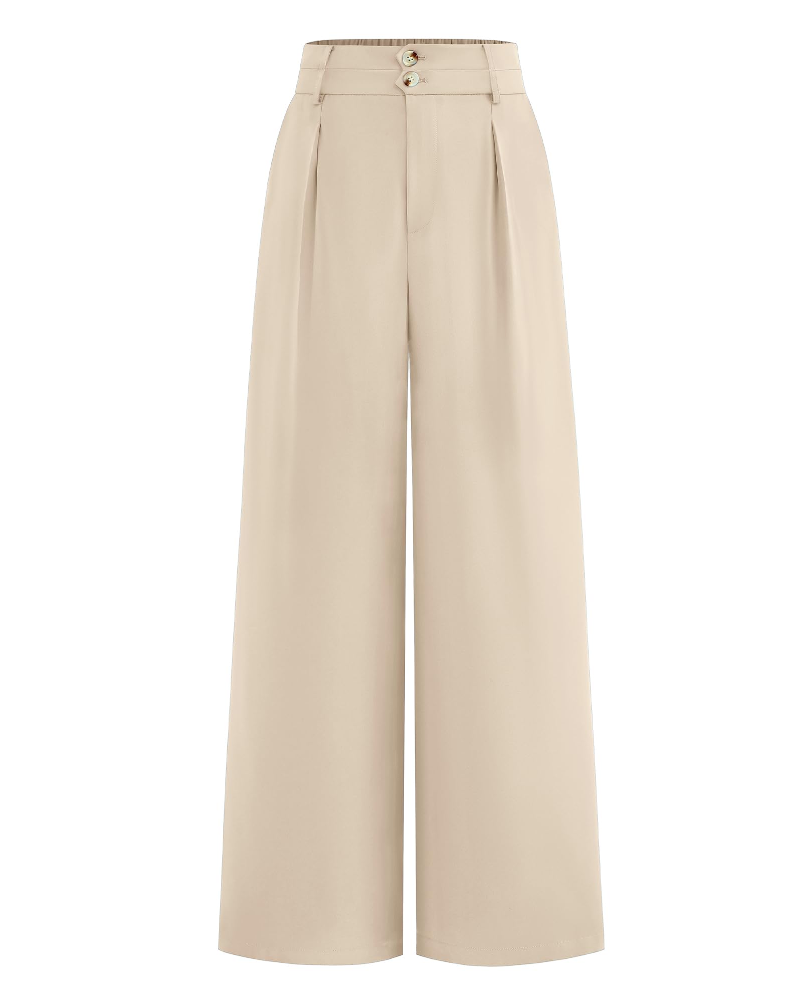 Foto 2 pulgar | Pantalones De Vestir De Pierna Ancha Btfbm 2025 De Cintura Alta Para Mujer, Color Beige - Venta Internacional.