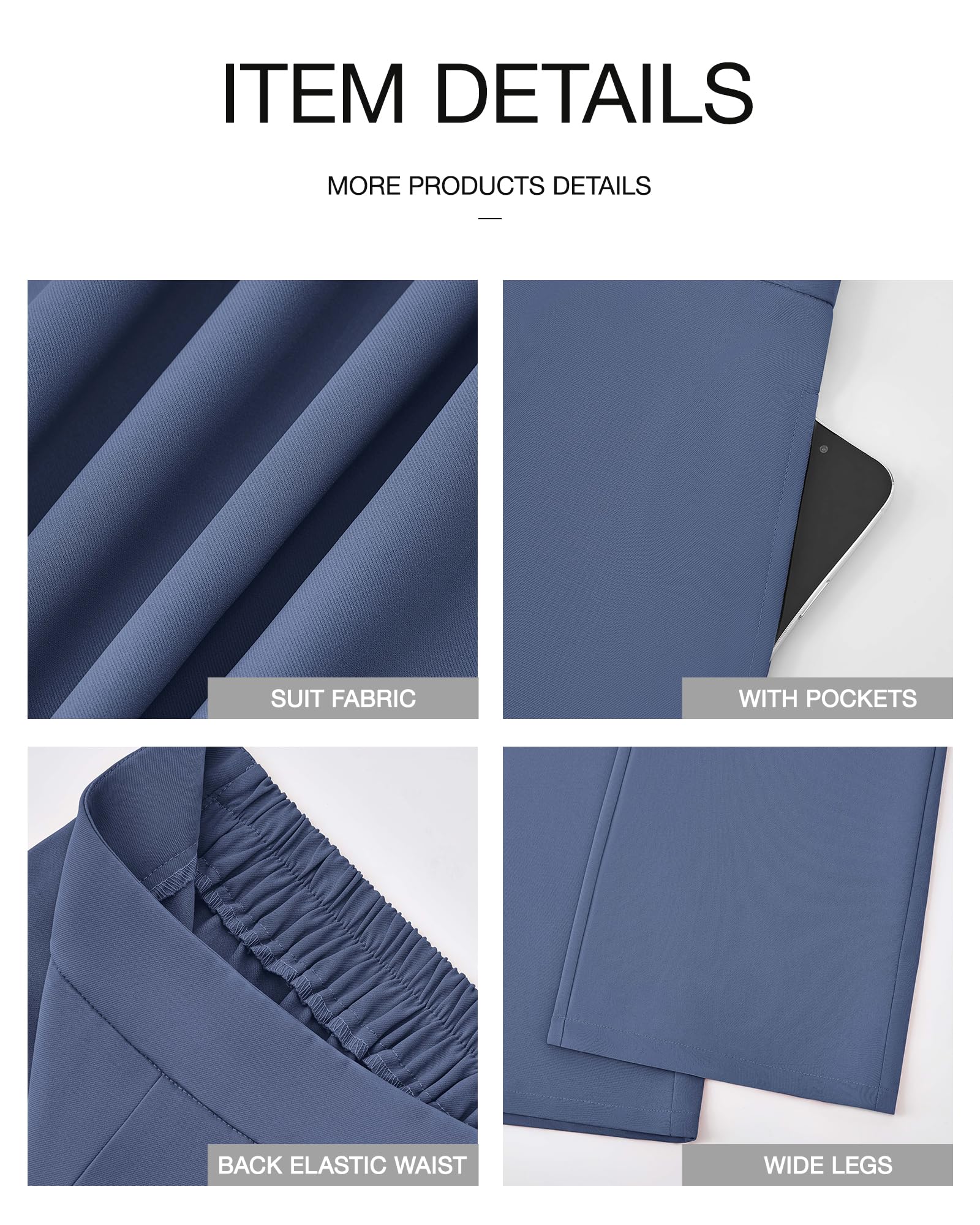 Foto 8 pulgar | Pantalones De Pierna Ancha Btfbm Para Mujer, Elásticos, Cintura Alta, Color Palazzo Grey - Venta Internacional.
