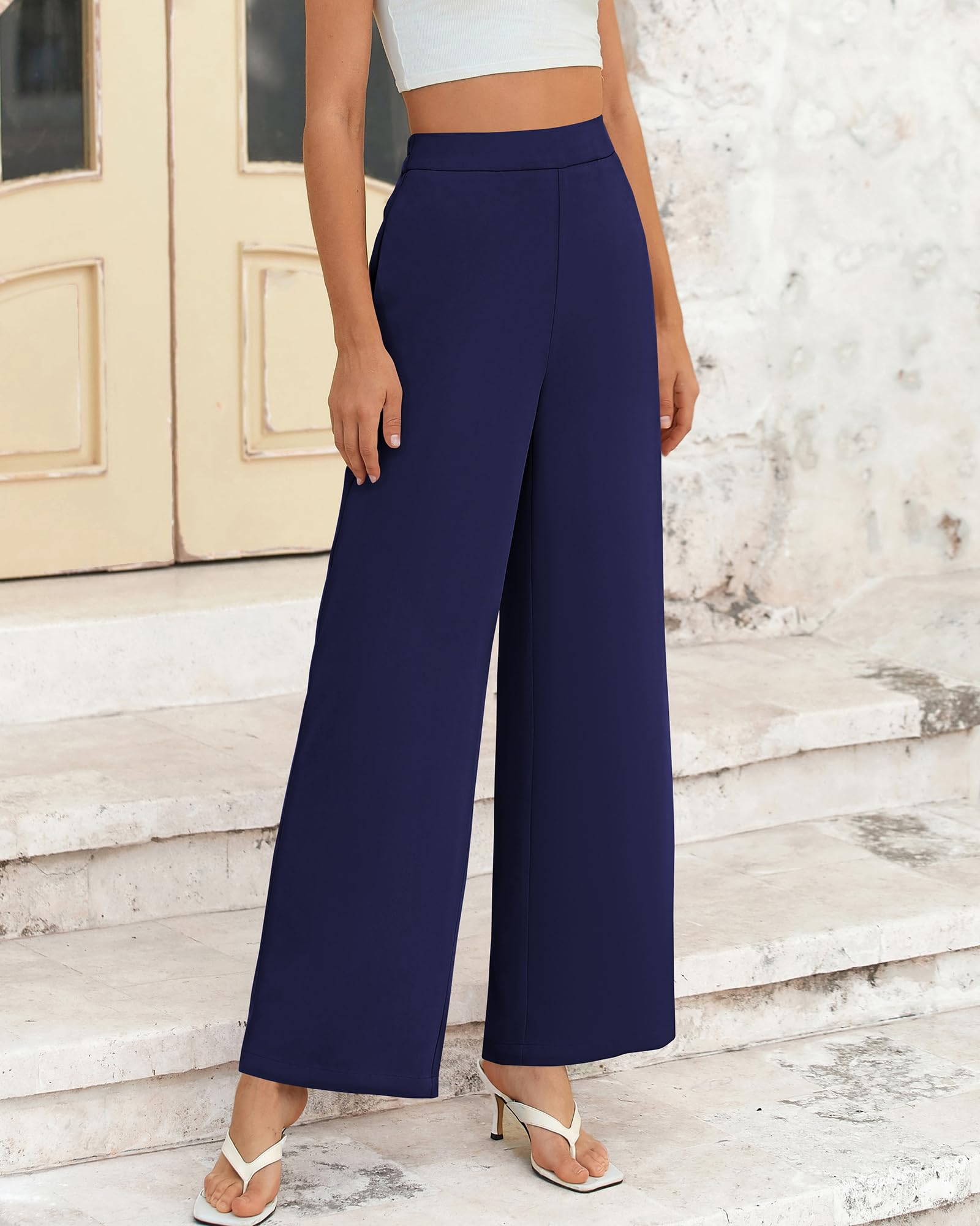 Foto 3 pulgar | Pantalones De Pierna Ancha Btfbm Para Mujer, Cintura Alta Y Elásticos Con Bolsillos - Venta Internacional.