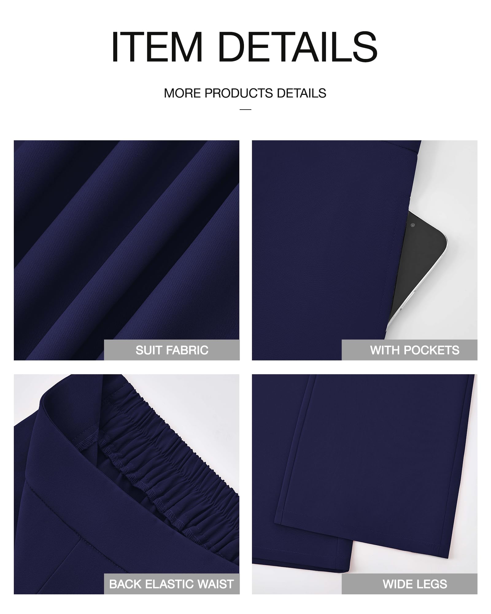 Foto 8 pulgar | Pantalones De Pierna Ancha Btfbm Para Mujer, Cintura Alta Y Elásticos Con Bolsillos - Venta Internacional.