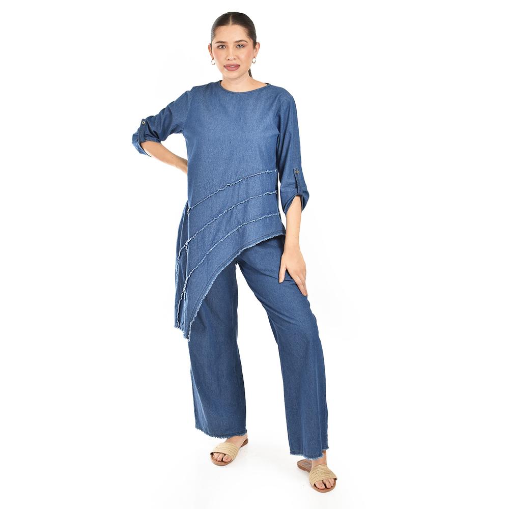 Set Denim Con Diseño Asimetrico Roman Fashion /juvenil, 0050 (dark) Azul Oscuro