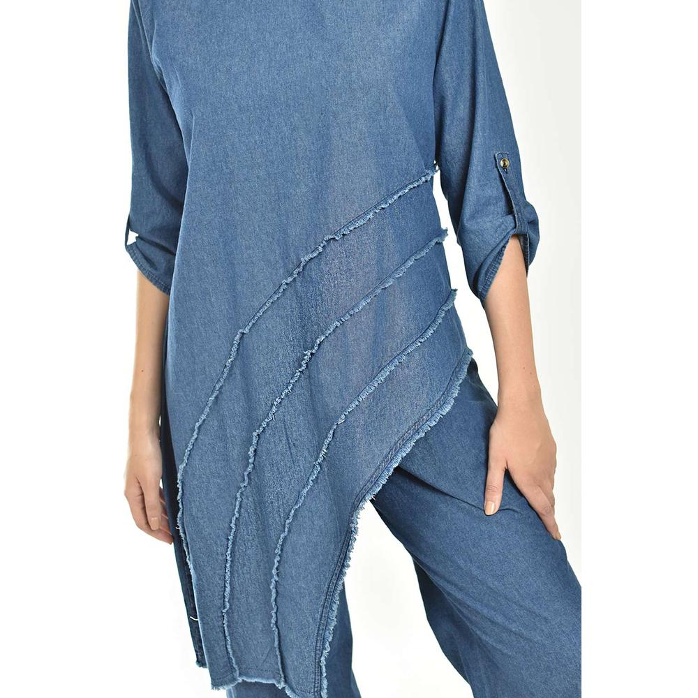 Foto 5 pulgar | Set Denim Con Diseño Asimetrico Roman Fashion /juvenil, 0050 (dark) Azul Oscuro