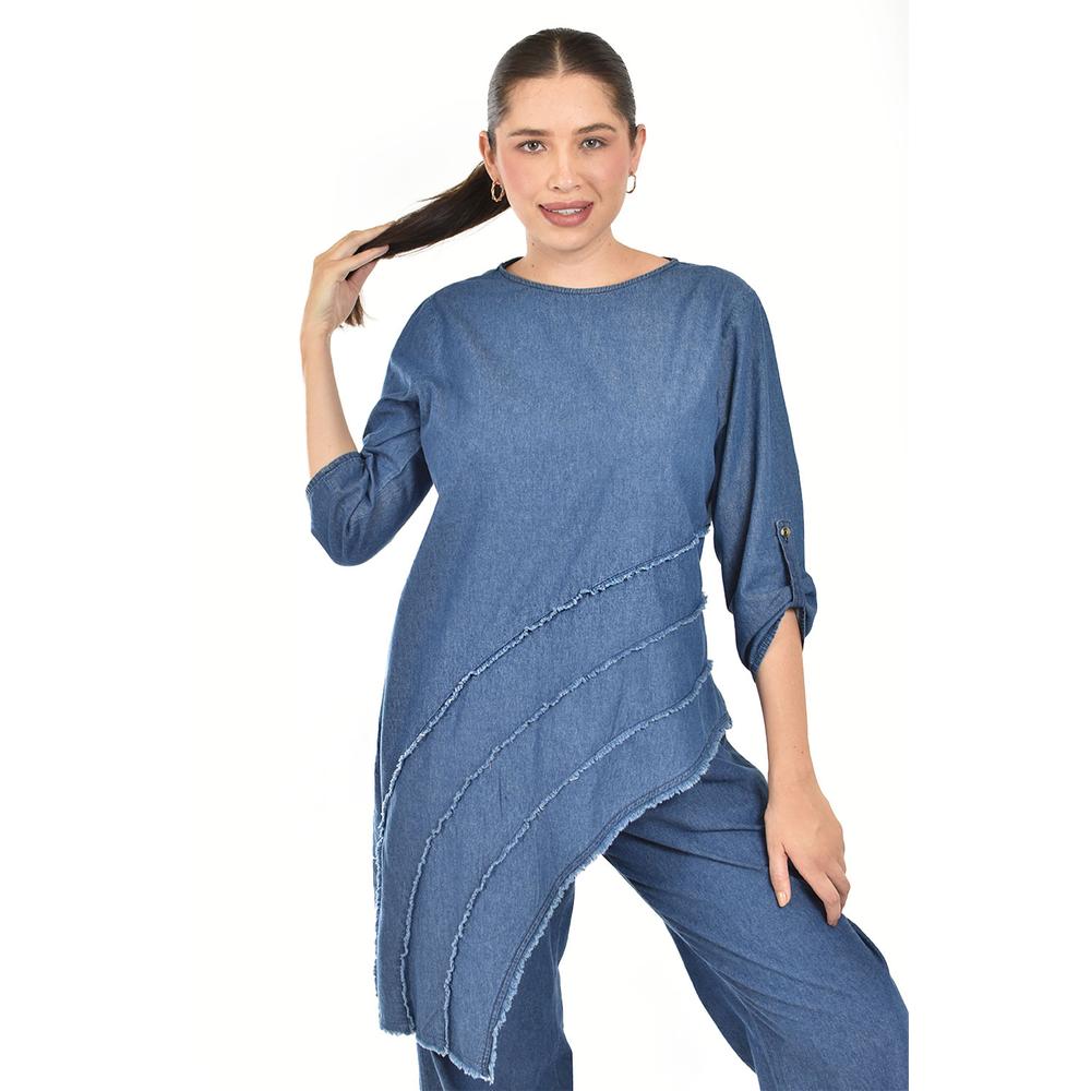 Foto 5 | Set Denim Con Diseño Asimetrico Roman Fashion /juvenil, 0050 (dark) Azul Oscuro