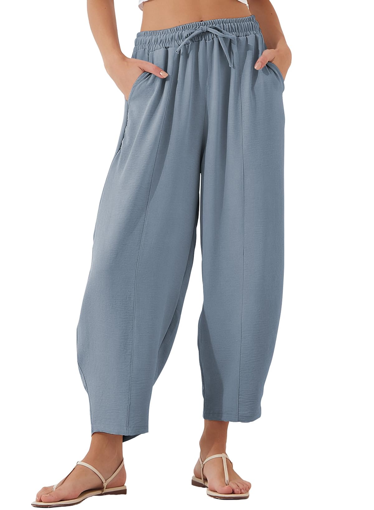 Pantalones Evaless Para Mujer, Holgados, Holgados, Holgados, De Cintura Alta, Azules - Venta Internacional.