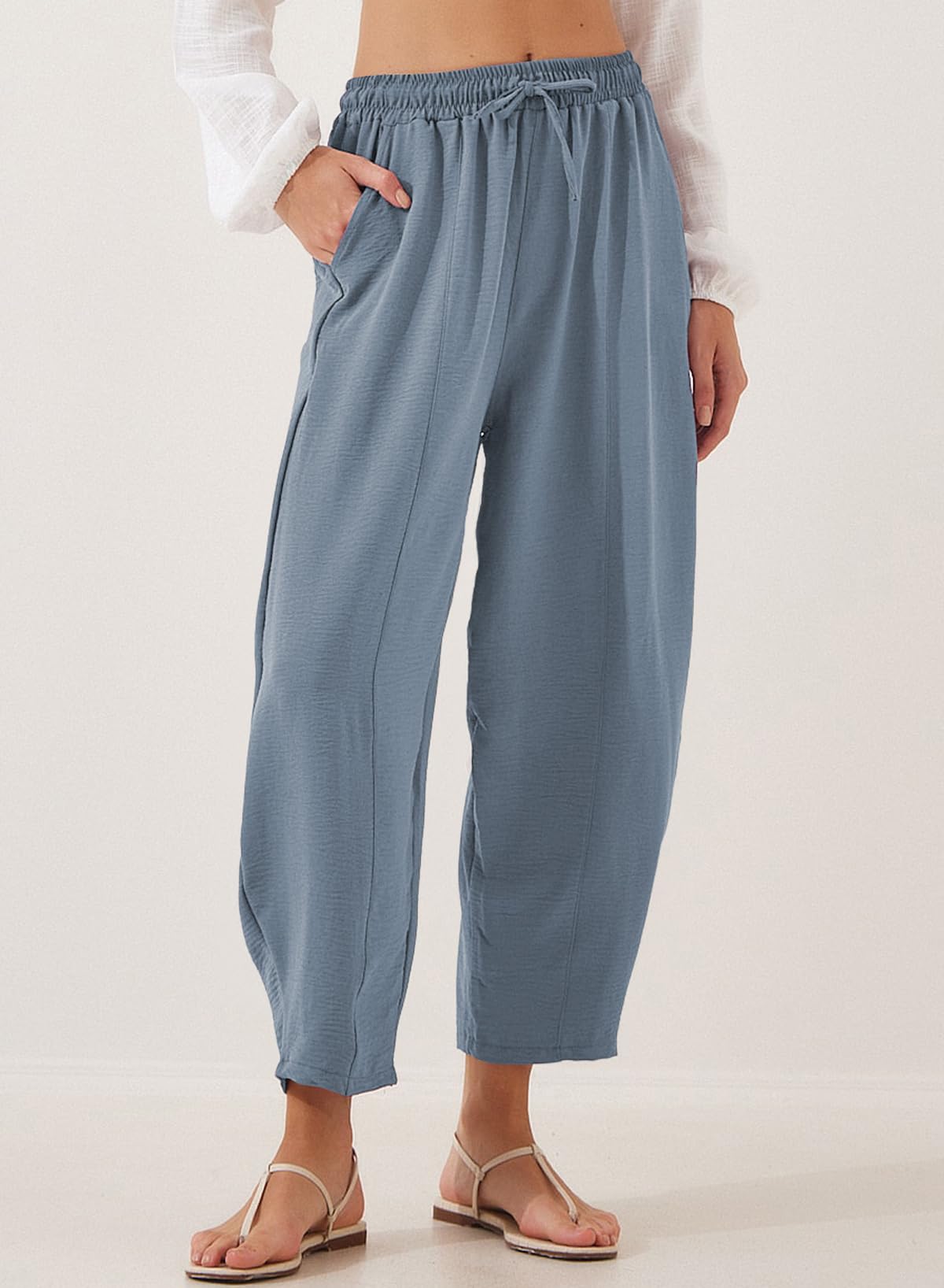 Foto 3 pulgar | Pantalones Evaless Para Mujer, Holgados, Holgados, Holgados, De Cintura Alta, Azules - Venta Internacional.