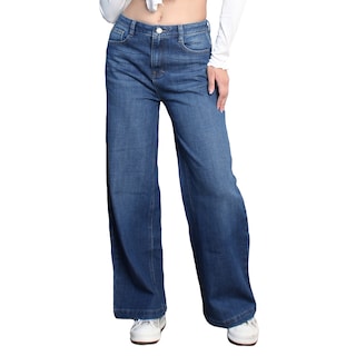Foto 1 | Jeans Wide Leg Mujer Con Bolsillos