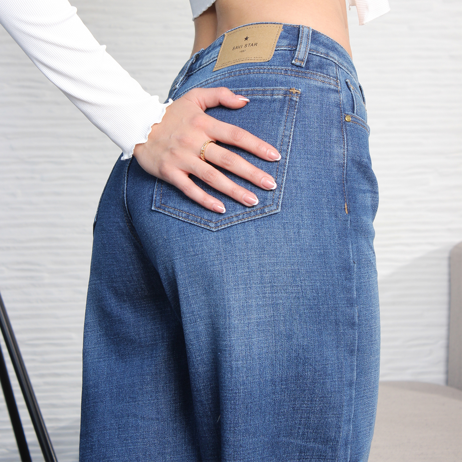 Foto 4 pulgar | Jeans Wide Leg Mujer Con Bolsillos