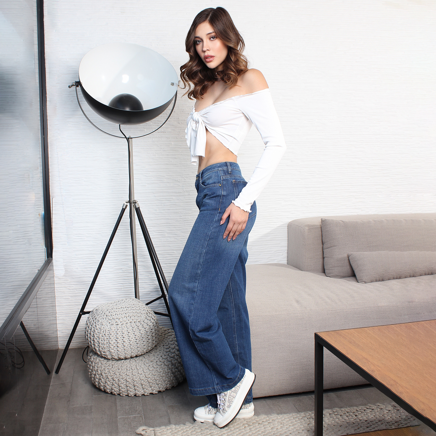 Foto 5 pulgar | Jeans Wide Leg Mujer Con Bolsillos