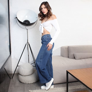 Foto 4 | Jeans Wide Leg Mujer Con Bolsillos