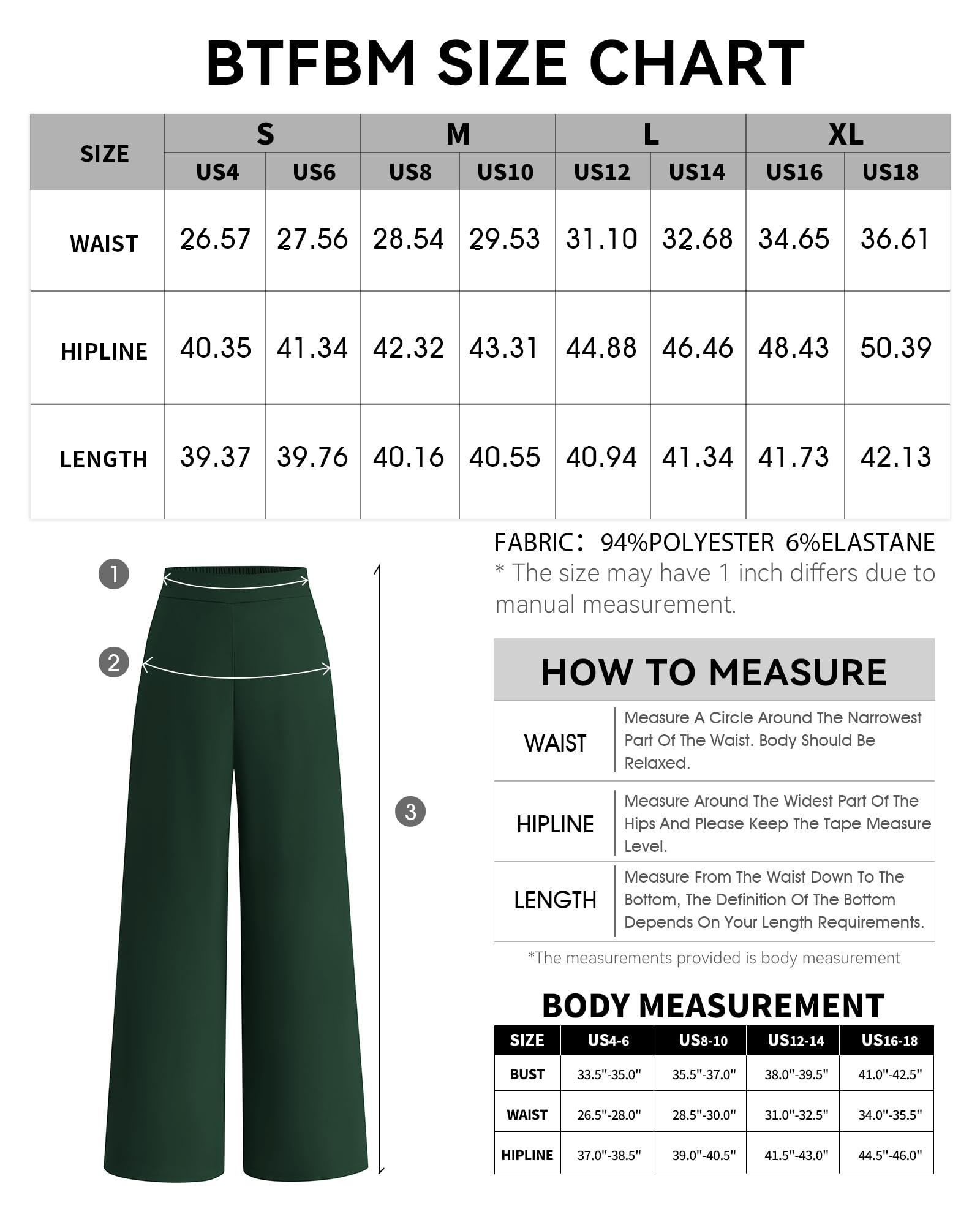 Foto 7 pulgar | Pantalones De Pierna Ancha Btfbm Para Mujer, Elásticos, Cintura Alta, Color Verde Palazzo - Venta Internacional.