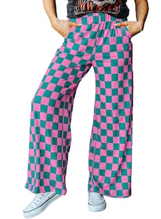 Foto 1 | Pantalones Acelit A Cuadros Casuales Para Mujer 2025, Primavera Y Verano, Rosa - Venta Internacional.