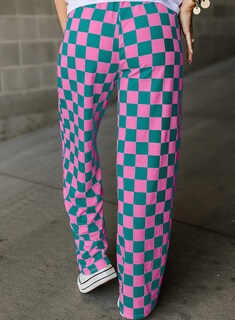 Foto 2 | Pantalones Acelit A Cuadros Casuales Para Mujer 2025, Primavera Y Verano, Rosa - Venta Internacional.