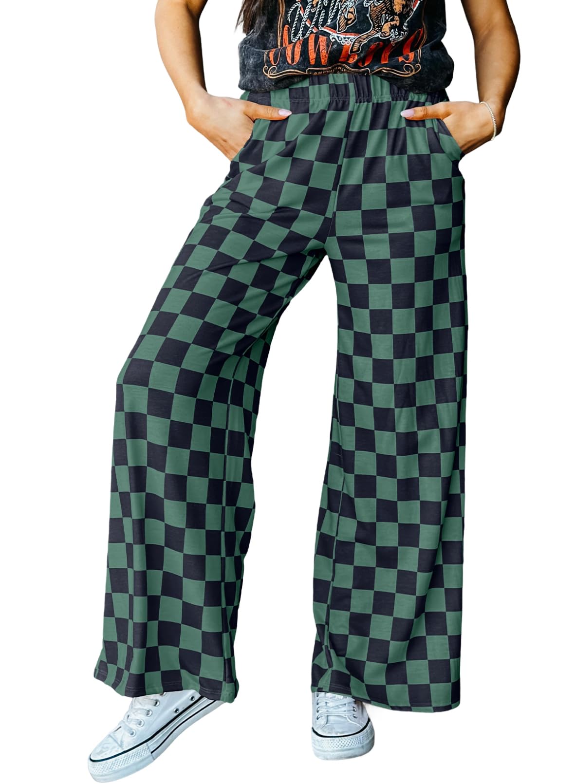 Pantalones Acelit A Cuadros Casuales Para Mujer 2025, Primavera Y Verano, Verde - Venta Internacional.