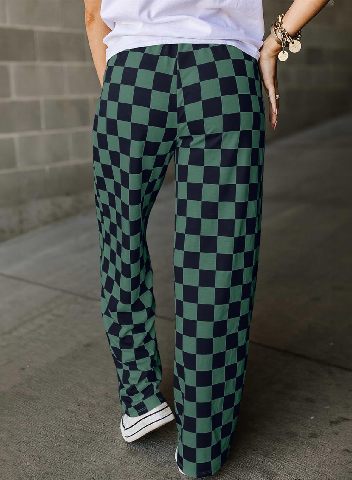 Foto 3 pulgar | Pantalones Acelit A Cuadros Casuales Para Mujer 2025, Primavera Y Verano, Verde - Venta Internacional.