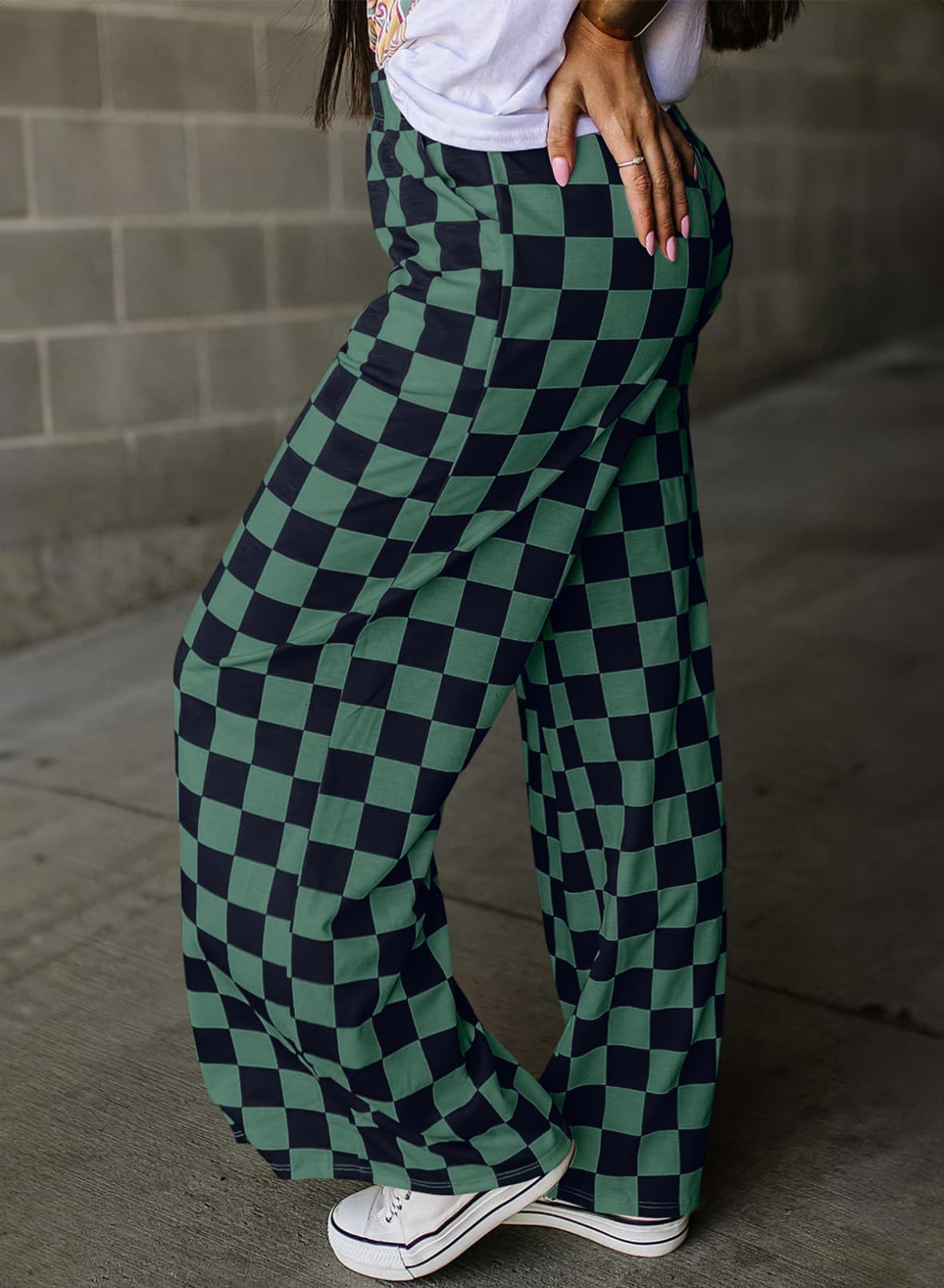 Foto 4 pulgar | Pantalones Acelit A Cuadros Casuales Para Mujer 2025, Primavera Y Verano, Verde - Venta Internacional.
