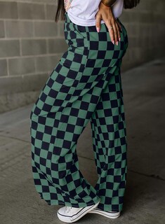 Foto 3 | Pantalones Acelit A Cuadros Casuales Para Mujer 2025, Primavera Y Verano, Verde - Venta Internacional.
