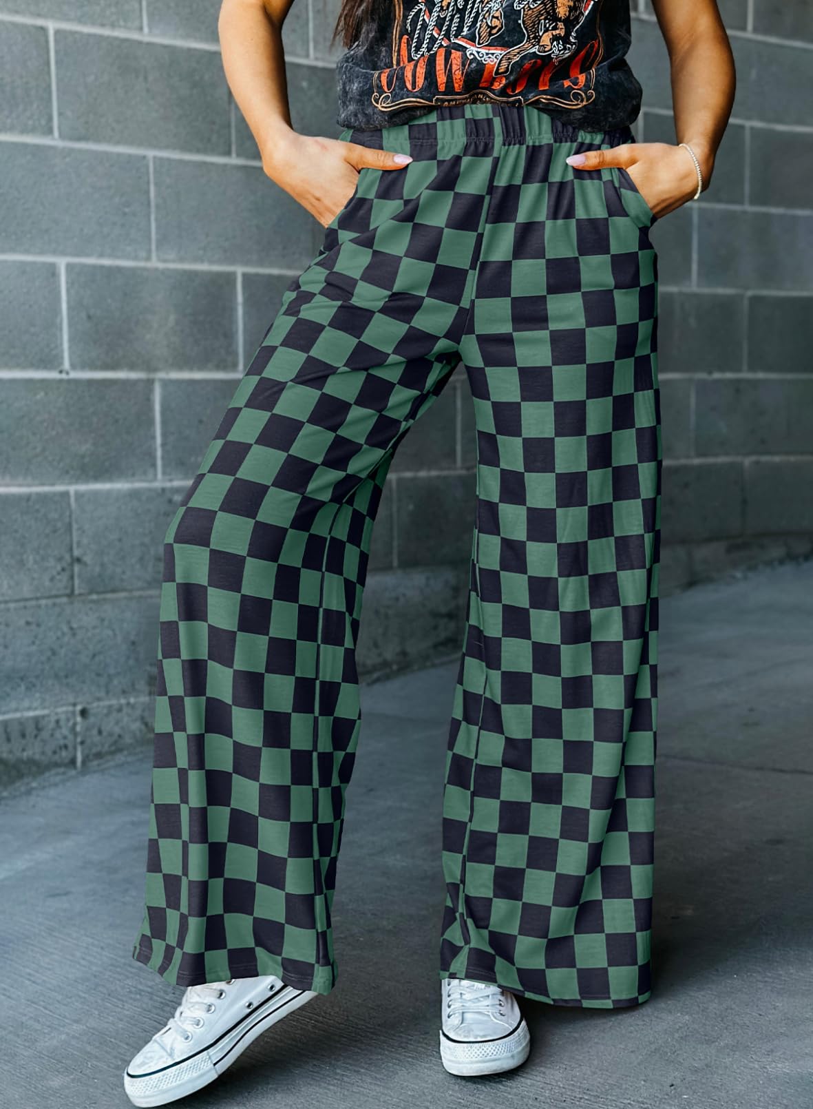 Foto 5 pulgar | Pantalones Acelit A Cuadros Casuales Para Mujer 2025, Primavera Y Verano, Verde - Venta Internacional.