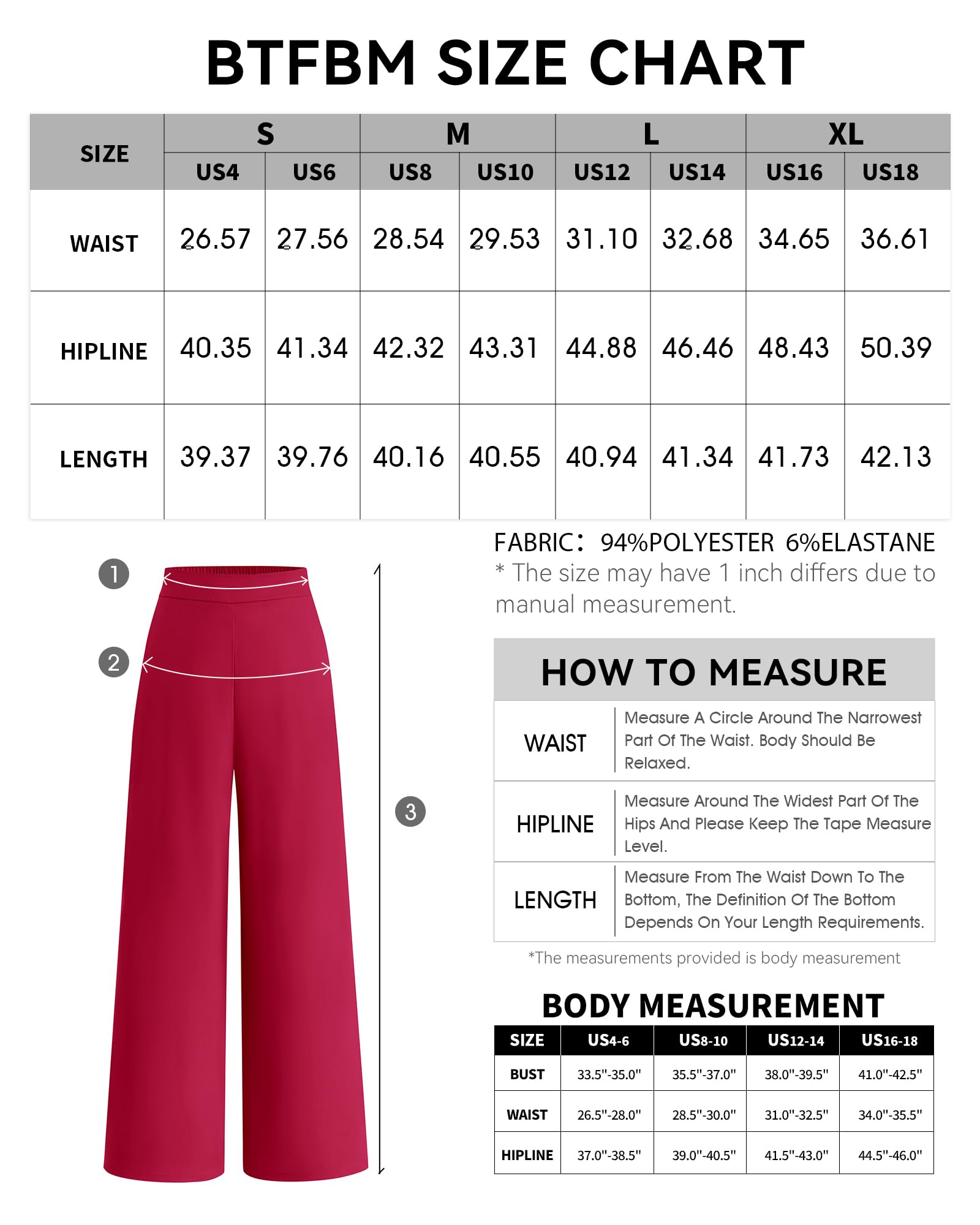 Foto 7 pulgar | Pantalones Anchos Btfbm Para Mujer, Elásticos, Cintura Alta, Color Rojo Palazzo - Venta Internacional.