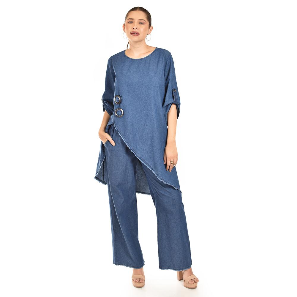Foto 1 | Set De Mezclilla Asimetrico Roman Fashion /juvenil, 0010 (mezclilla Tono Oscuro) Azul Oscuro