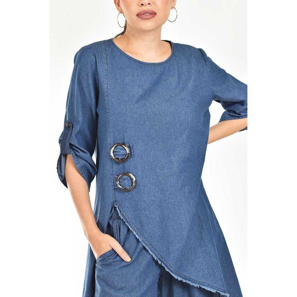 Foto 4 | Set De Mezclilla Asimetrico Roman Fashion /juvenil, 0010 (mezclilla Tono Oscuro) Azul Oscuro