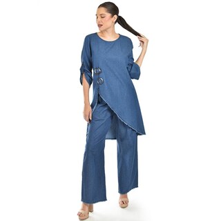 Foto 5 | Set De Mezclilla Asimetrico Roman Fashion /juvenil, 0010 (mezclilla Tono Oscuro) Azul Oscuro